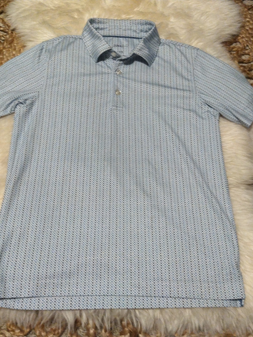 johnnie-O Light Blue Micro-Pattern Performance Polo Boys Size 10